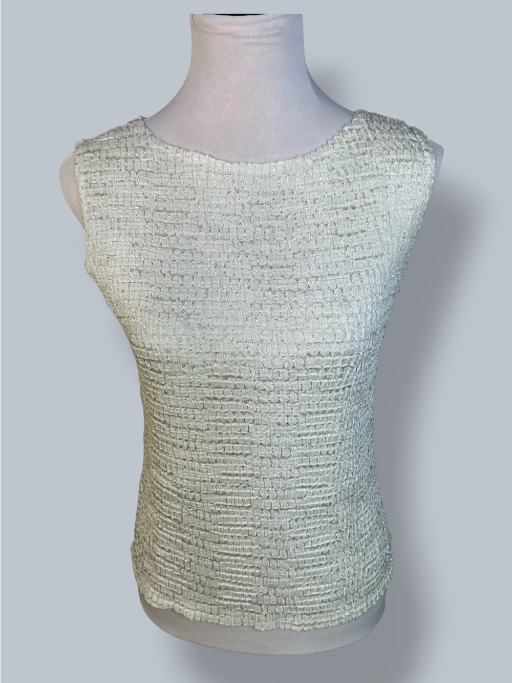 Pleat Pleat Rafael Silver Metallic Threaded Top Shell Creamy White Ivory Small